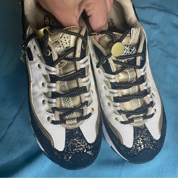 Skechers D’lites glamorous limited edition gold/white/black womens size 8 - Picture 13 of 13